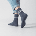 thumbnail image 4 of Sookeceks 6 Pairs Mens Striped Crew Socks, Casual Business Cotton Socks Breathable Soft Calf Socks for Mens Size 7-11, 4 of 8