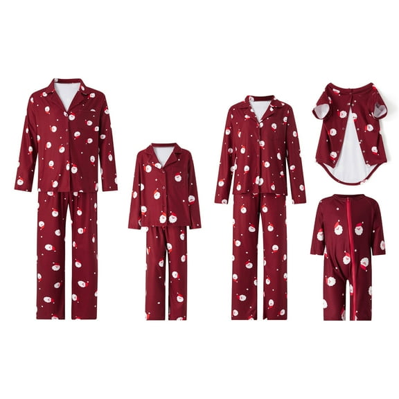 Aunavey Matching Family Christmas Pajamas Set Festival Party Pj Sets Holiday Sleepwear Button-Down Loungewear