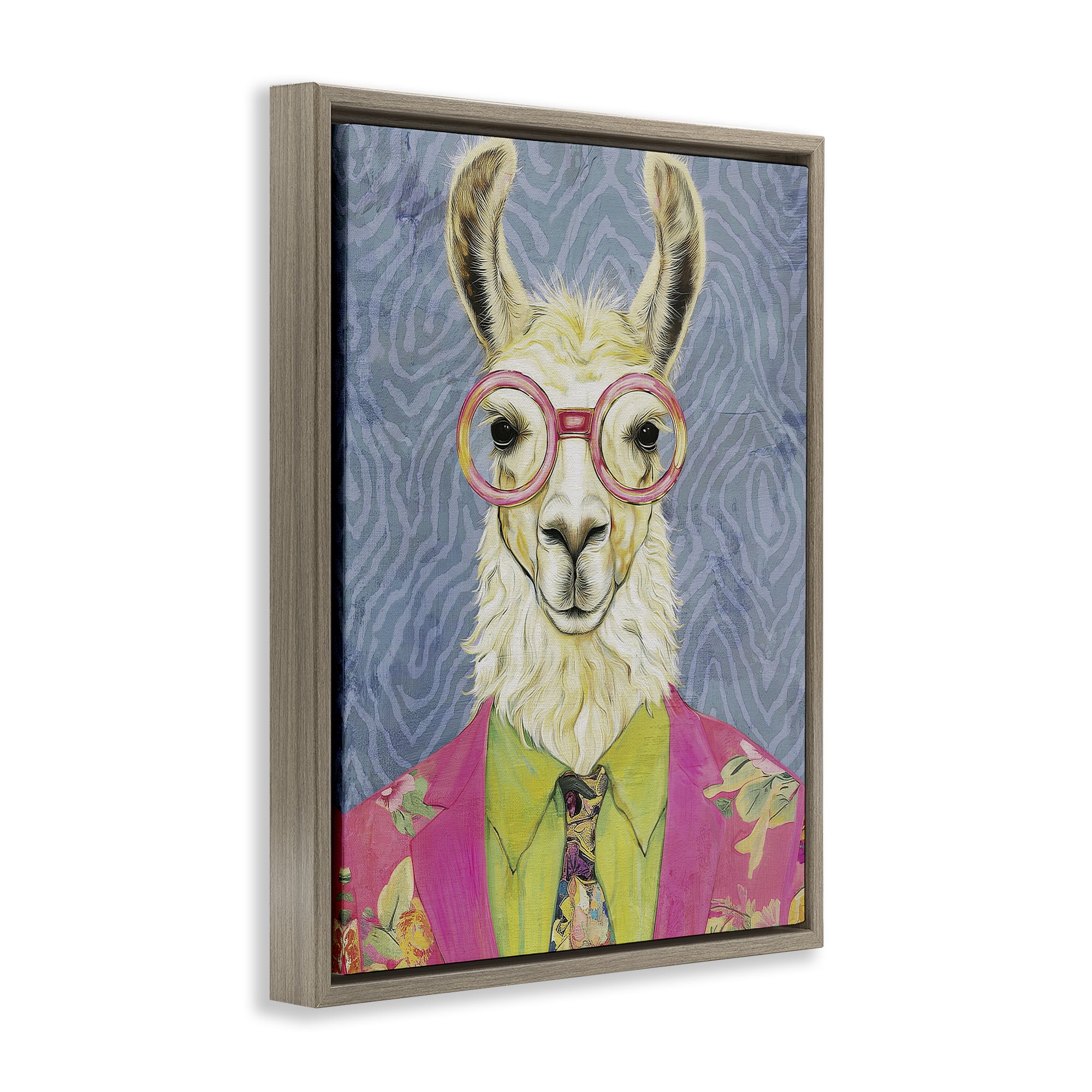 Stupell Industries Bright Gaze Llama Brown Framed Floater Canvas Wall Art, design by Svetlana Aleynikova