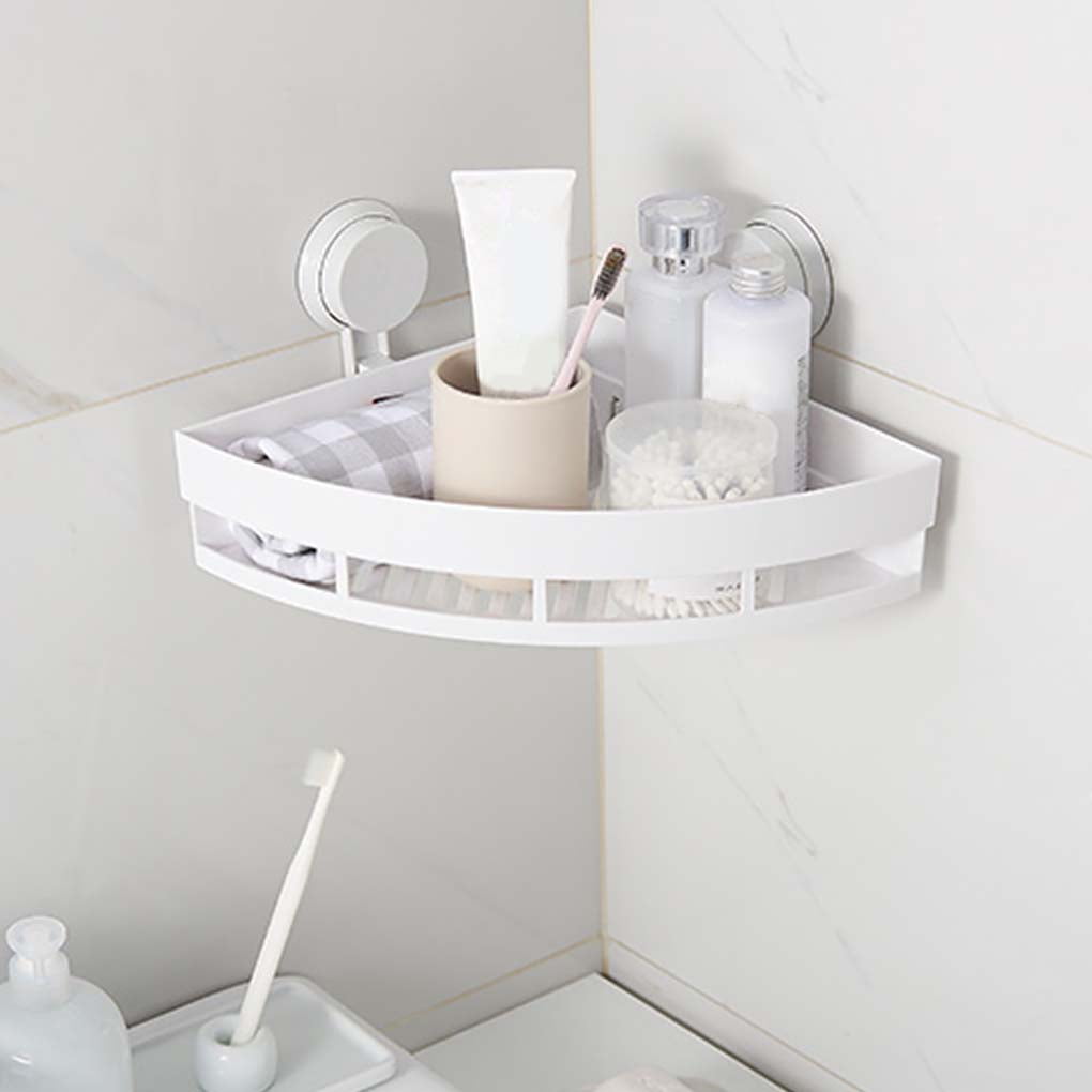 PEACNNG Bathroom Shelf Wall-Mounted Suction Cup Hole-Free Toilet Sink Rack,  Light Gray 