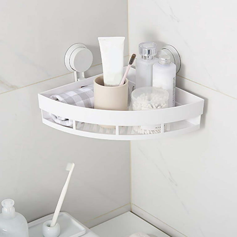 Corner Shower Caddy Suction Cup NO-Drill Removable Bathroom Shower Shelf  White
