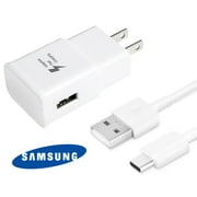 Original OEM Samsung Adaptive Fast Charging Wall Adapter Charger with USB Type C Cable, White - for Galaxy S8 / S8 Plus / S9 / S9+ / S10 / S10 Plus / Note 8 / Note 9 - Bulk Packaging