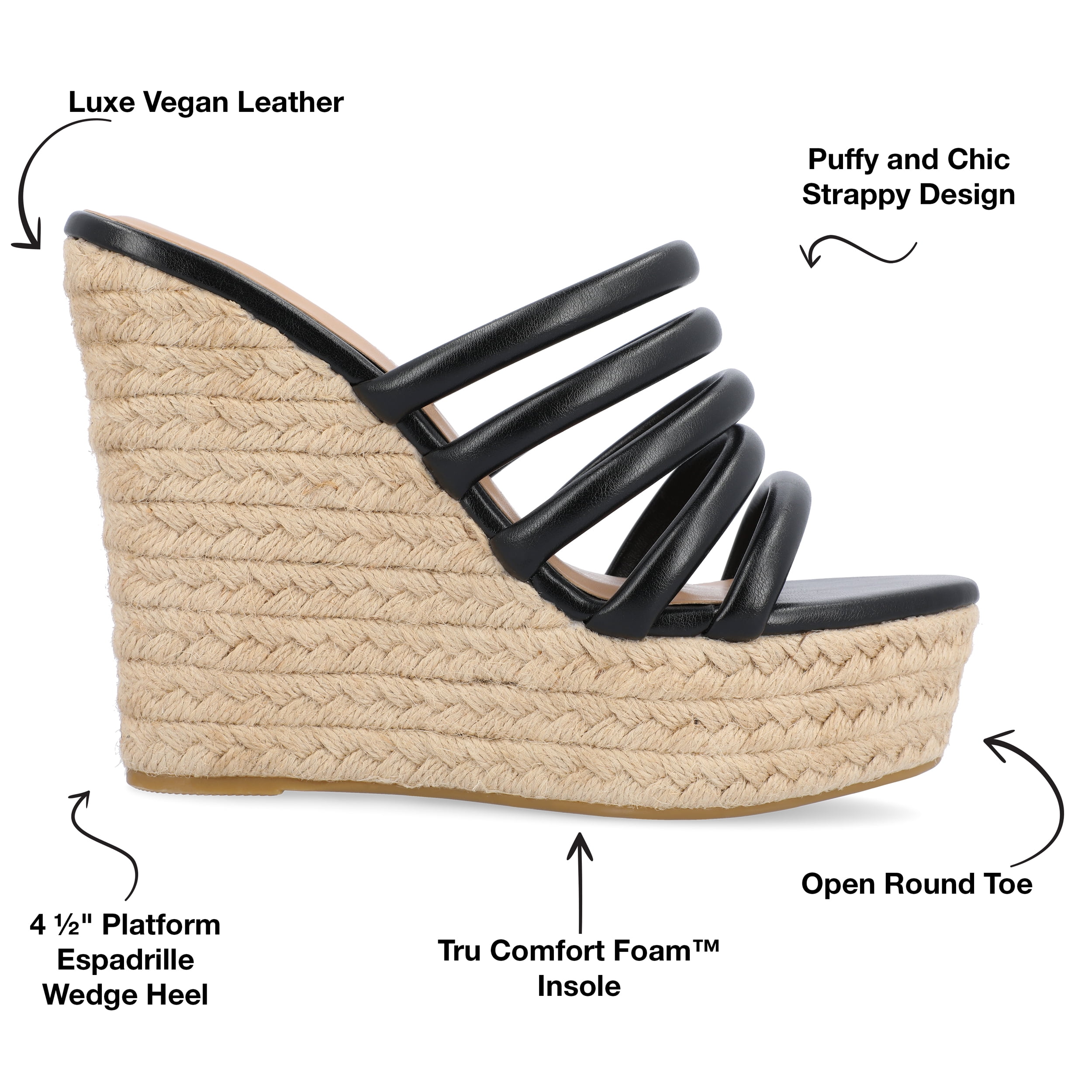 Journee Womens Cynthie Slip On Espadrille Wedge Sandals