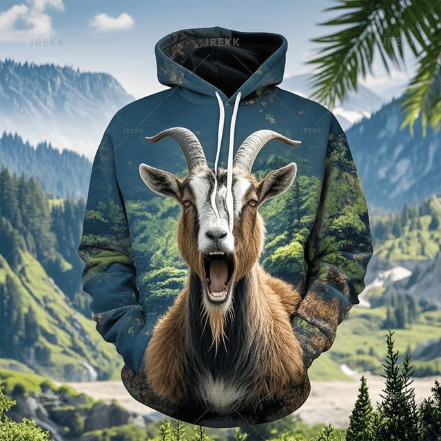 Sudadera con capucha con estampado 3D de cabra gritando de Harajuku para hombres y niños, divertida sudadera con capucha para mujer, sudaderas casuales de moda