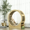 thumbnail image 2 of PawHut Roue pour Chat de 36 Pouces pour Chats d'Intérieur avec Frein, Patins à Griffer, Chêne, 2 of 10