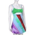 thumbnail image 4 of Mini vestido sexy con cuello halter y recorte para mujer Y2K Rainbow Girl Printed Backless Lace Up Bodycon Dress Vestidos de playa tropical Fokelyi WRLF-96-2, 4 of 6