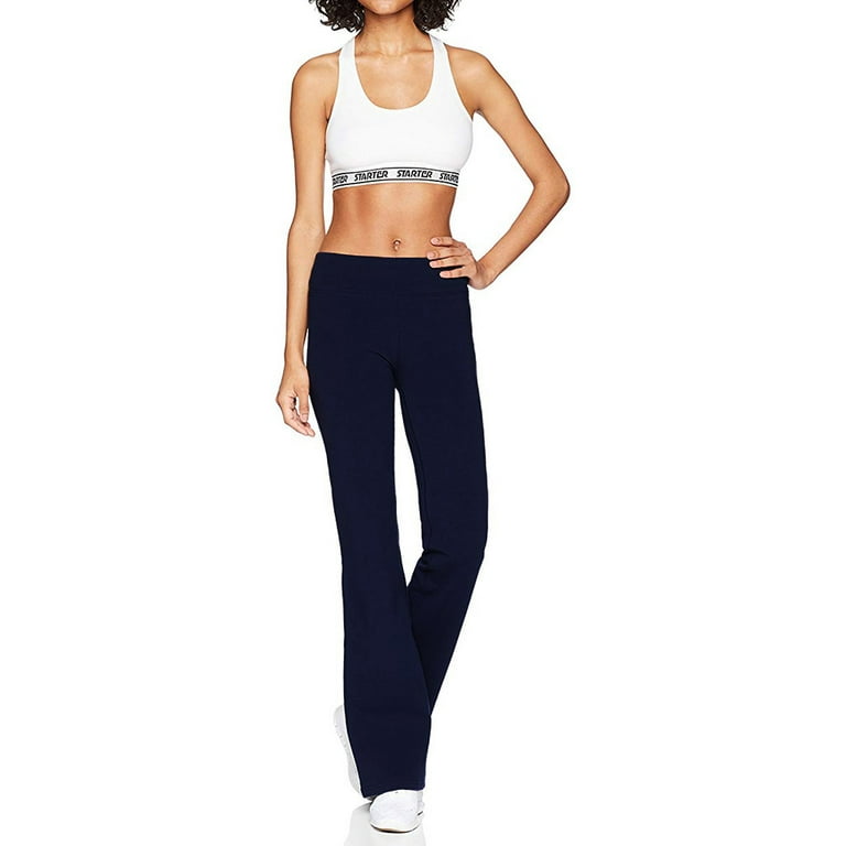 MRULIC yoga pants Women's Casual Solid Color Slim Hips Loose Yoga Pants  Wide Leg Sports Pants Navy Blue + XL 
