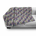 thumbnail image 2 of Floral Soft Flannel Fleece Throw Blanket, Ornamental Elements in Colorful Blobs, Cozy Plush for Indoor and Outdoor Use, 70" x 90", Multicolor, by Ambesonne, 2 of 5