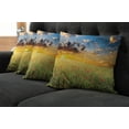 thumbnail image 5 of Ambesonne Nature Throw Pillow Cover 4 Pack, Sunset at Meadow Poppy, 20", Red Green Blue, 5 of 5