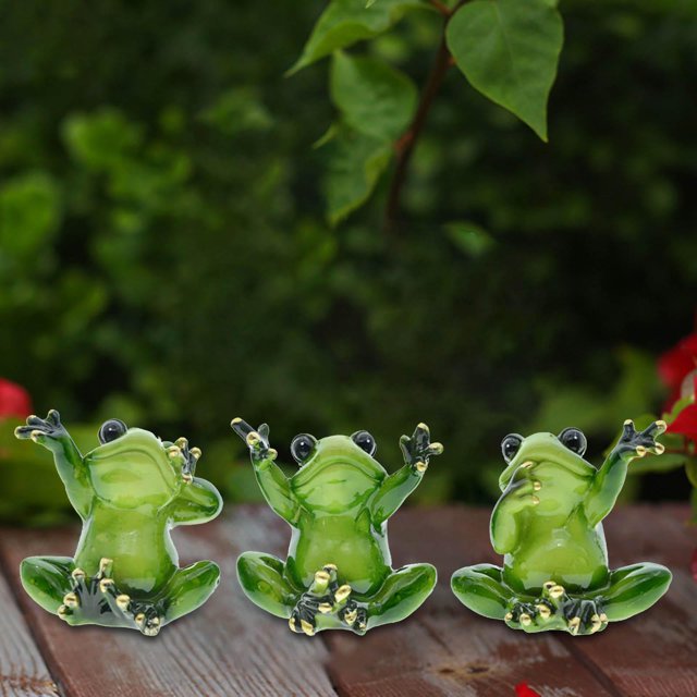 3 de ranas nórdicas, estatuas de animales, colección de resina cómica, adorno artístico para el gar, escritorio, Patio, restaurante, decor perfecl Figuras de rana
