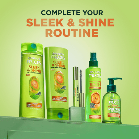 Garnier Fructis Sleek & Shine Smoothing Shampoo, Conditioner, & Styling Gel Set with Plant Keratin, 33.8 fl oz