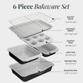 thumbnail image 4 of Gotham Steel 6 Pc Stackable Baking Pans Set Non Stick, 70% Space Saving Design, Nonstick Ceramic Bakeware Sets Non Toxic, with Baking Sheet Tray, Cake & Muffin Pans, Oven & Dishwasher Safe, Black, 4 of 6
