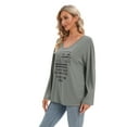 thumbnail image 4 of Aosijia Womens V-Neck Long Sleeve T-shirt American Flag Print Top Loose Casual Blouse Shrits, 4 of 16