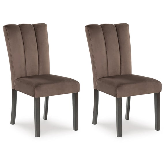 Signature Design by Ashley Zendalia Dining Chairs | Elegant Channel-Stitched Velvet Side Chairs | Set of 2, Mocha Brown