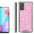 thumbnail image 1 of Shockproof Bumper Phone Case for Samsung Galaxy A52 5G, with Tempered Glass Screen Protector, by OneToughShield ® - Giraffe/Pink, 1 of 3