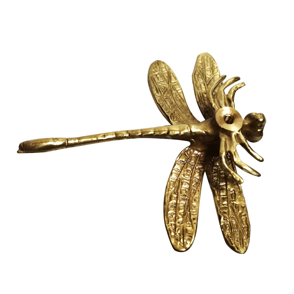 Kingjinglo Pure Copper Dragonfly Handles Gold Drawer Cabinet Door Cupboard Pulls Knobs