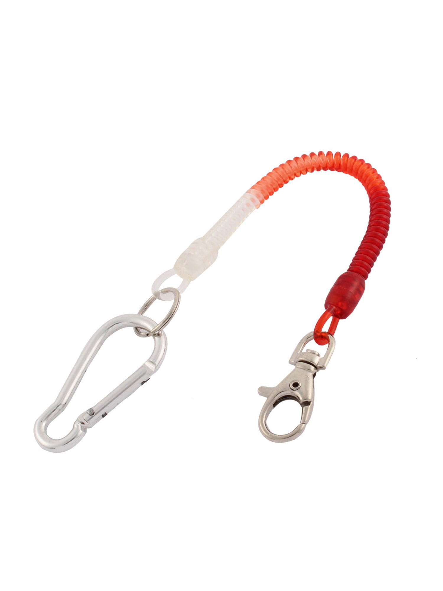 Metal Carabiner Hook Spring Stretchy Coil Key Chain Cord w Lobster Clasp 