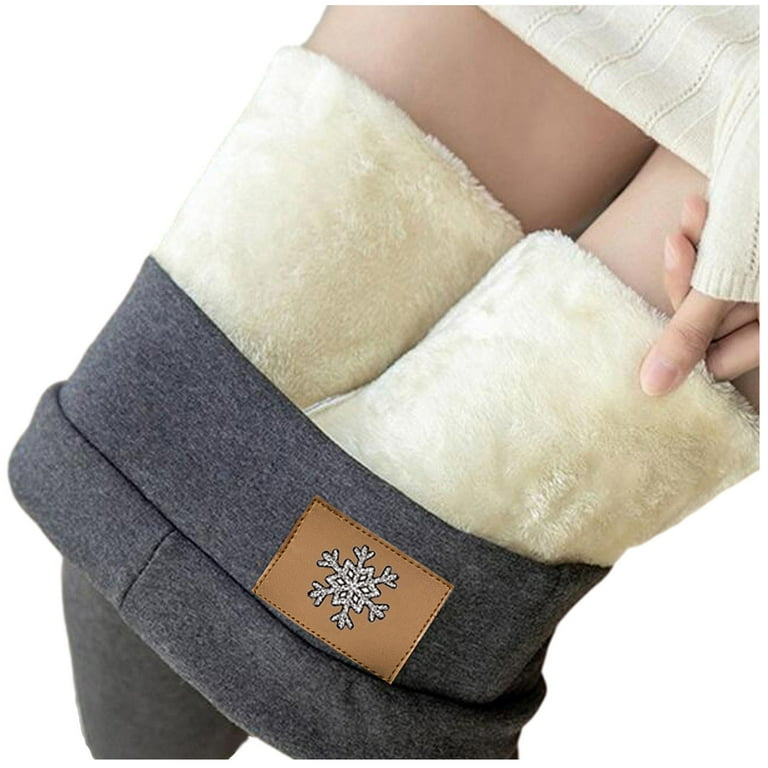 brilliantme Women Fleece Lined Leggings Elastic High Waist Comfy Fuzzy  Plush Thick Lined Tight Pants Winter Warm Wool Bottoms
