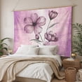 thumbnail image 3 of Pink Floral Tapestry for Bedroom Wall Hanging Tapestry, Vintage Botanical Gradient Pastel Painting Ceiling Backdrop Tapestries Poster Blanket Wall Decor for Teens Room Living Room Dorm 39" x 59", 3 of 8
