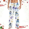 thumbnail image 2 of Mens Xmas Pj Pants Elastic Waist Christmas Print Holiday Casual Pants Bottoms Celebrating Xmas Gifts Loose Fit Sleepwear for Men White L, 2 of 5