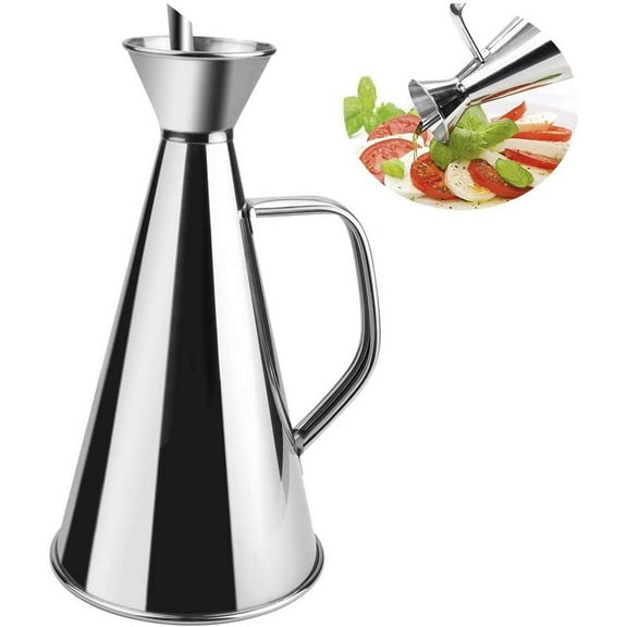 BUZIFU Stainless Steel Non Drip Leak Proof No Mess Oil & Vinegar Pourer & Kitchen Drizzler Bottle 500ML 0.5 Litre Great for Pouring & Drizzling Olive Oil & Other Liquids Easy to Clean & Leakproof