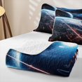thumbnail image 4 of Manfei Cosmic Spaceships Twin Quilt Set,Celestial Planet Twin Coverlet Set,Blue Orange Black,Black Reversible,2pcs,1 Bedspread and 1 Pillowcase, 4 of 7