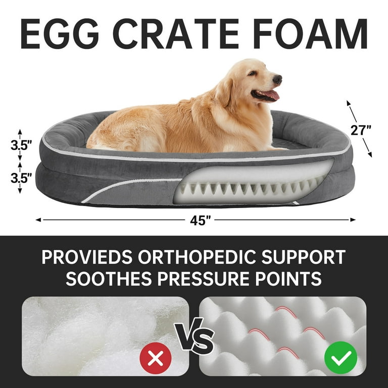 Ophanie Gray Luxury Sofa-Style Pet Orthopedic Bed for Large Dogs