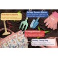 thumbnail image 4 of Kinderific Juego de herramientas de jardinería para niños STEM Incluye bolsa de mano, pala, regadera, rastrillo, tenedor, paleta y guantes (floral), 4 of 7