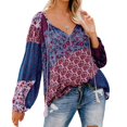 thumbnail image 4 of Blusa Informal Para Mujer, Blusa Con Cuello En V Cómoda Y Transpirable Con Estampado Floral Para La Oficina Para Dama Para Ir De Compras ANGGREK Otros, 4 of 5