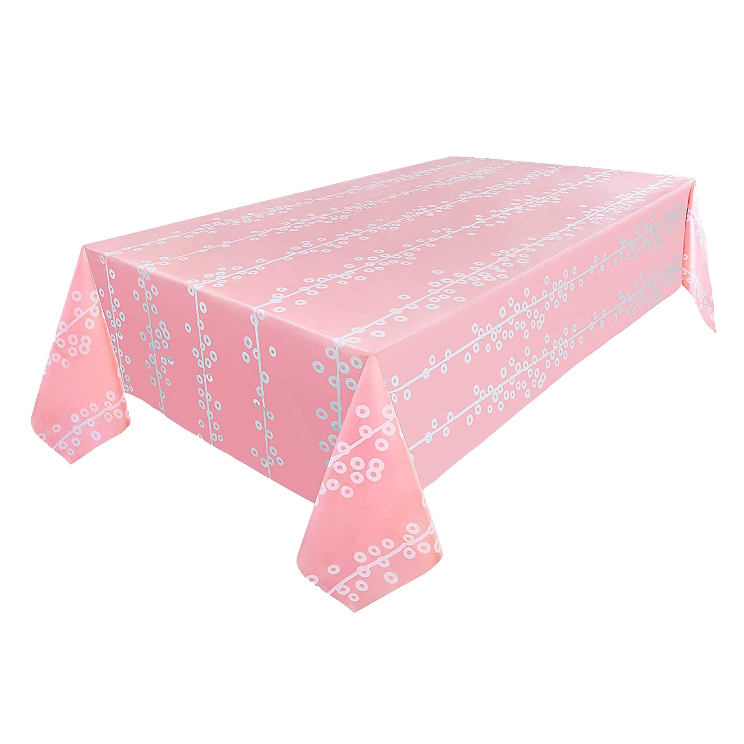 6 Pack Pink Polka Dots Disposable Plastic Table Cloth Rectangle Table