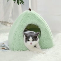 Fmbmuo Heated Dog Cat Bed Cave Thick Warm Medium Warm Pet Mat, Cozy Soft Round Sleeping Pad Indoor Outdoor Use (Green)