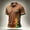 Brown, variant on Men's Rainbow Peace Sign Polo Shirt with Colorful Star Splatter Graphic and Striped Cuffs Featuring Classic Collar Short Sleeves Black XXL