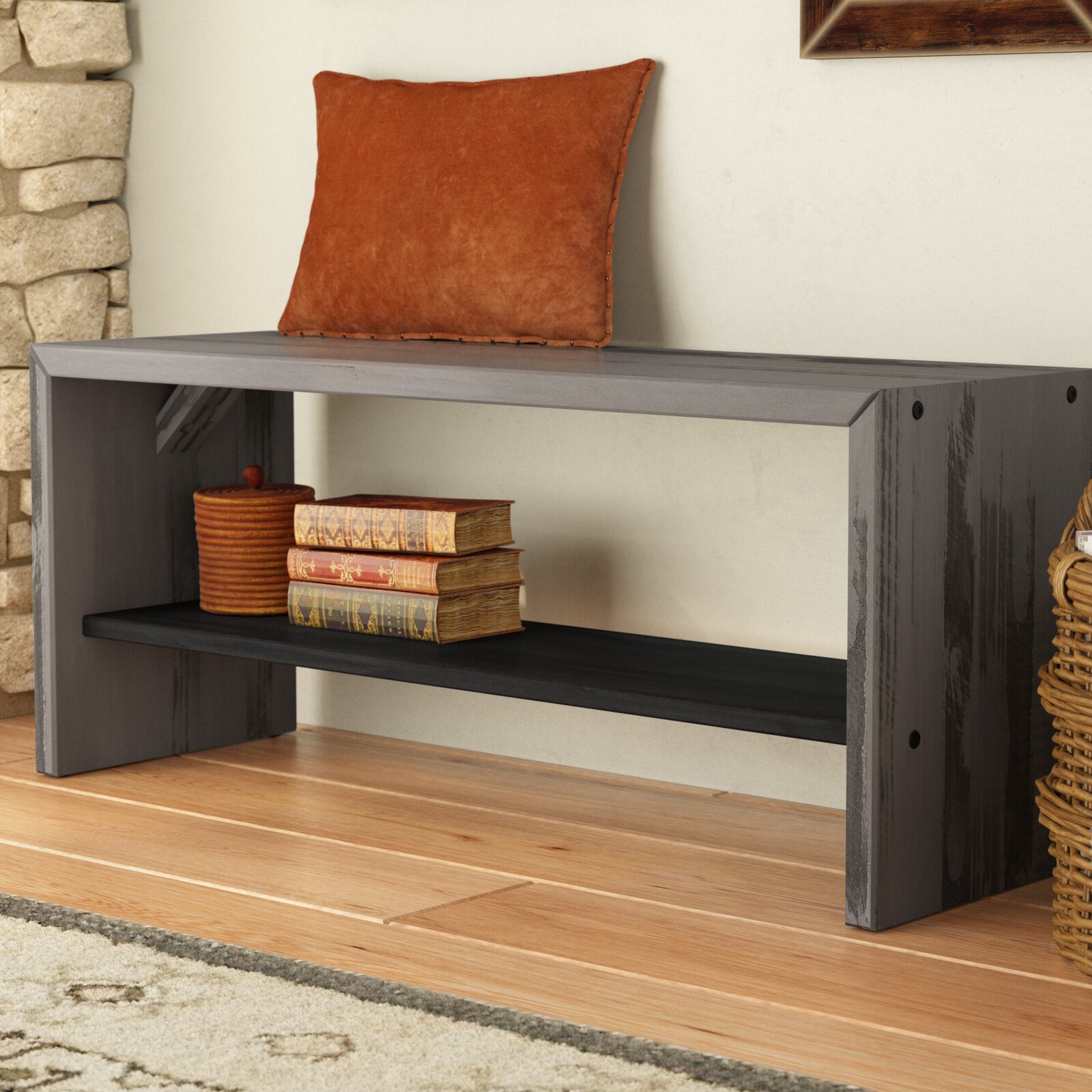 Arocho Solid Wood Shelves Storage Bench, Avoid Power Tools Yes, Solid