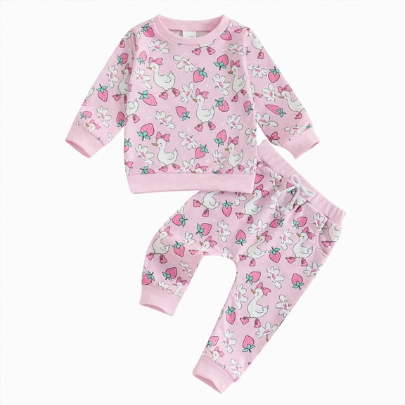 CAUYDY 6 9 12 18 24 Months 3T 4T 5T Toddler Girl Fall Winter Clothes Newborn Long Sleeve Pullover Elastic Pants 2Pcs Cute Set Infant Princess Outfits Sizes 6-12 Months,Pink