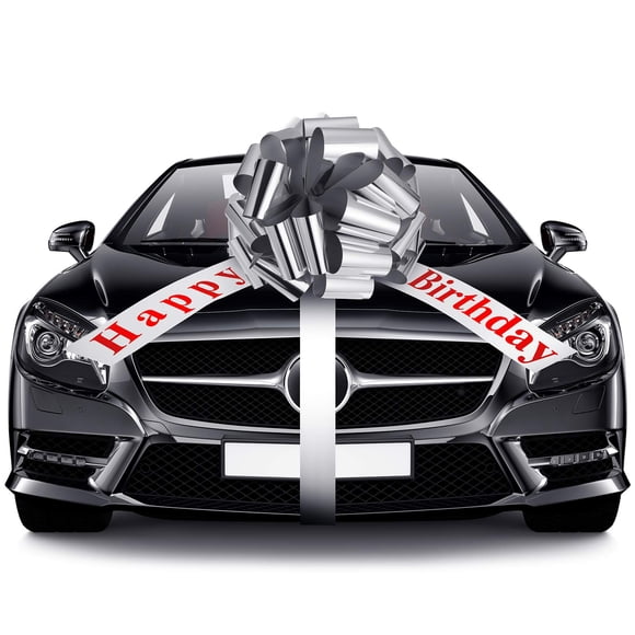 Lazo de coche WILLBOND, 50 cm, plateado, decoración de cumpleaños
