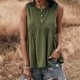 thumbnail image 2 of Camiseta sin mangas para mujer, dobladillo con volantes, fluida, holgada, con botones, parte delantera, color puro, espalda recortada, camiseta sin mangas, OD verde M, 2 of 7