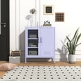 thumbnail image 6 of 33 Inch Glass And Metal Storage Cabinet Adjustable Shelves 2 Door Lockable Lockers 3 Layer Multipurpose Lockers Laundry Room Or Utility Room Cabinet Home Purple Size： 33"H X 29.5"W X 13.8"D, 6 of 8