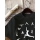 thumbnail image 2 of Women's Soft 100% Cotton Yoga Graphic Tee - Short Sleeve, Black with White Yoga Pose Print, Casual & Comfortable Activewear for Spring/Summer, Summer Tshirt | Artistic Print Top | Relaxed Fit Top, 2 of 5