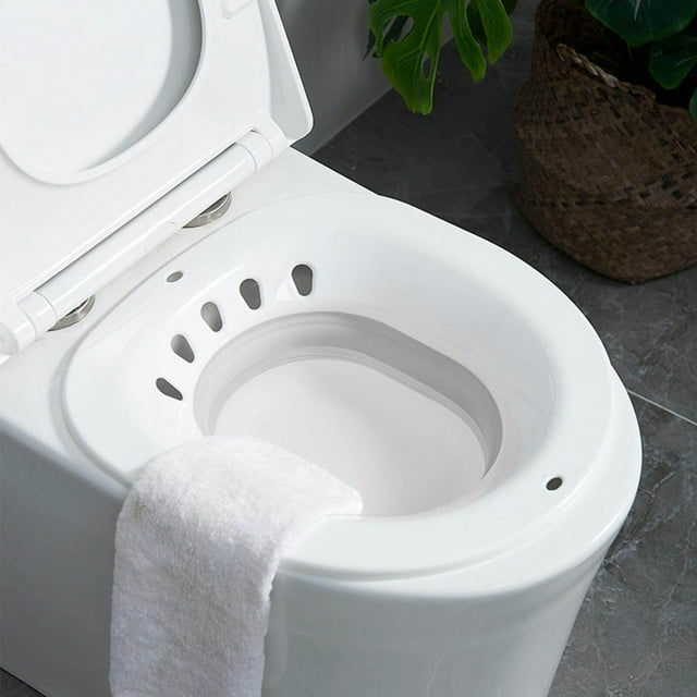 Langgg Bassin de Lavage des Hanches pour Sitz Bain Sitz Siège de Toilette Salle de Bain Toilette Pliable Portable Bidet s'Adapte sur Toilette Périnée