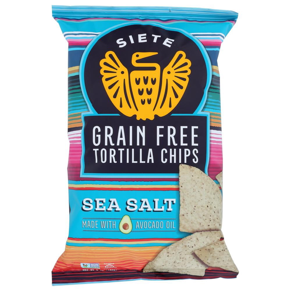 Siete Sea Salt Grain Free Tortilla Chips, 5 oz bags, 12 Pack (Pack of