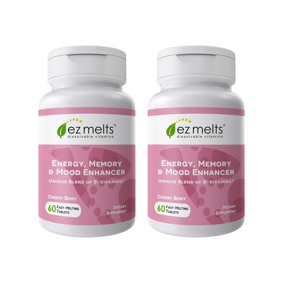 EZ Melts Dissolvable Energy, Memory and Mood Enhancer, Blend of B-Vitamins, Sugar-Free, 2-Month Supply - 2 Pack