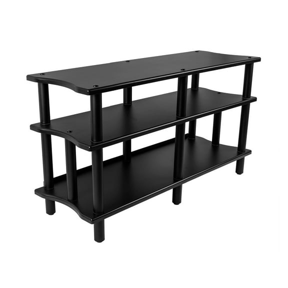 Monoprice Monolith Double-Wide 3-Tier AV Stand - Black | 300 lbs Weight Capacity Per Shelf, Organize and Display Your AV Components, Home Theater or Entertainment System