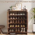 thumbnail image 6 of Erinnyees 41"H Shoe Storage Cabinet, Rattan Shoe Organizer, with 3 Adjustable Shelves for Entryway Hallway Closet, Walnut, 6 of 7