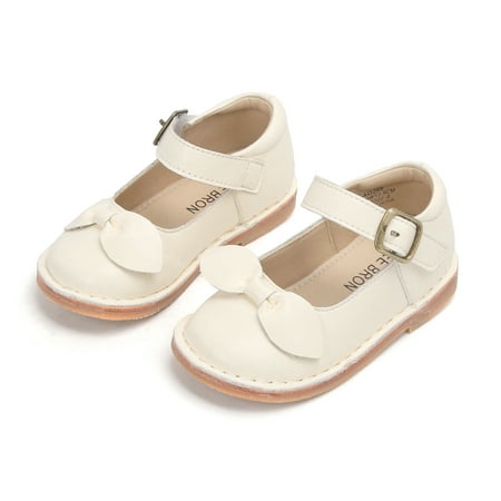 

Girls Mary Jane Flats Toddler Kids School Uniform Party Dress Shoes(AG286 Beige/10M)