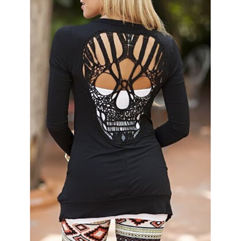 Gothic Skull Back Long Sleeve Thin 