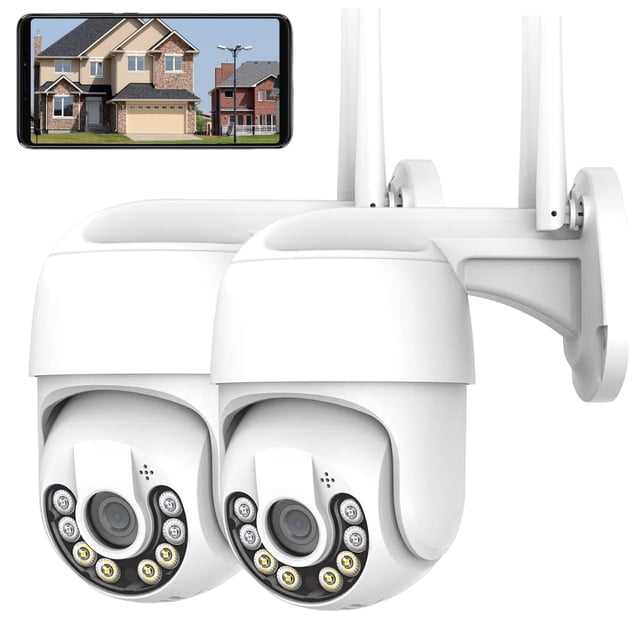 2 Cámara de Seguridad WiFi HD Exterior IP65 con Visión Nocturna Redlemon
