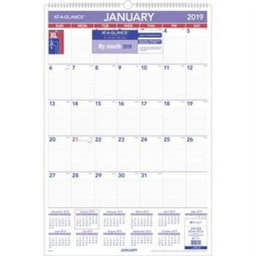 Monthly Wall Calendar with Ruled Daily Blocks, 20 x 30, White Sheets ...