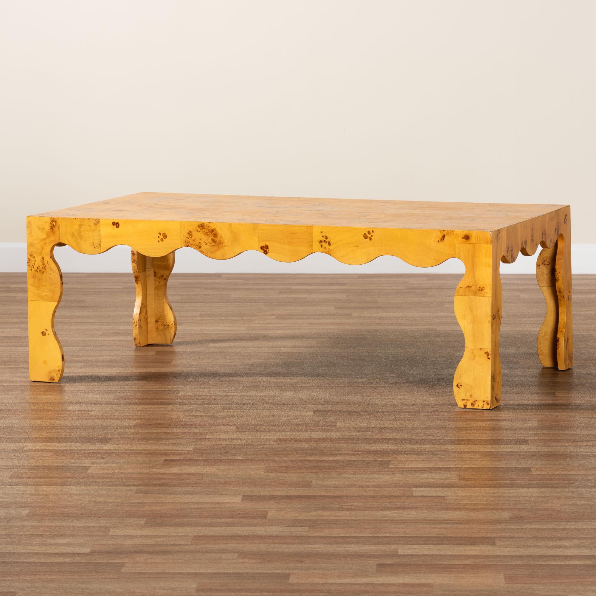 bali & pari Huxley Modern Coffee Table, Light Mappa Burl