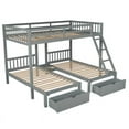 thumbnail image 3 of CRO Decor Full Over Twin & Twin Bunk Bed Wood Triple Bunk Bed with Drawers, 3 of 13