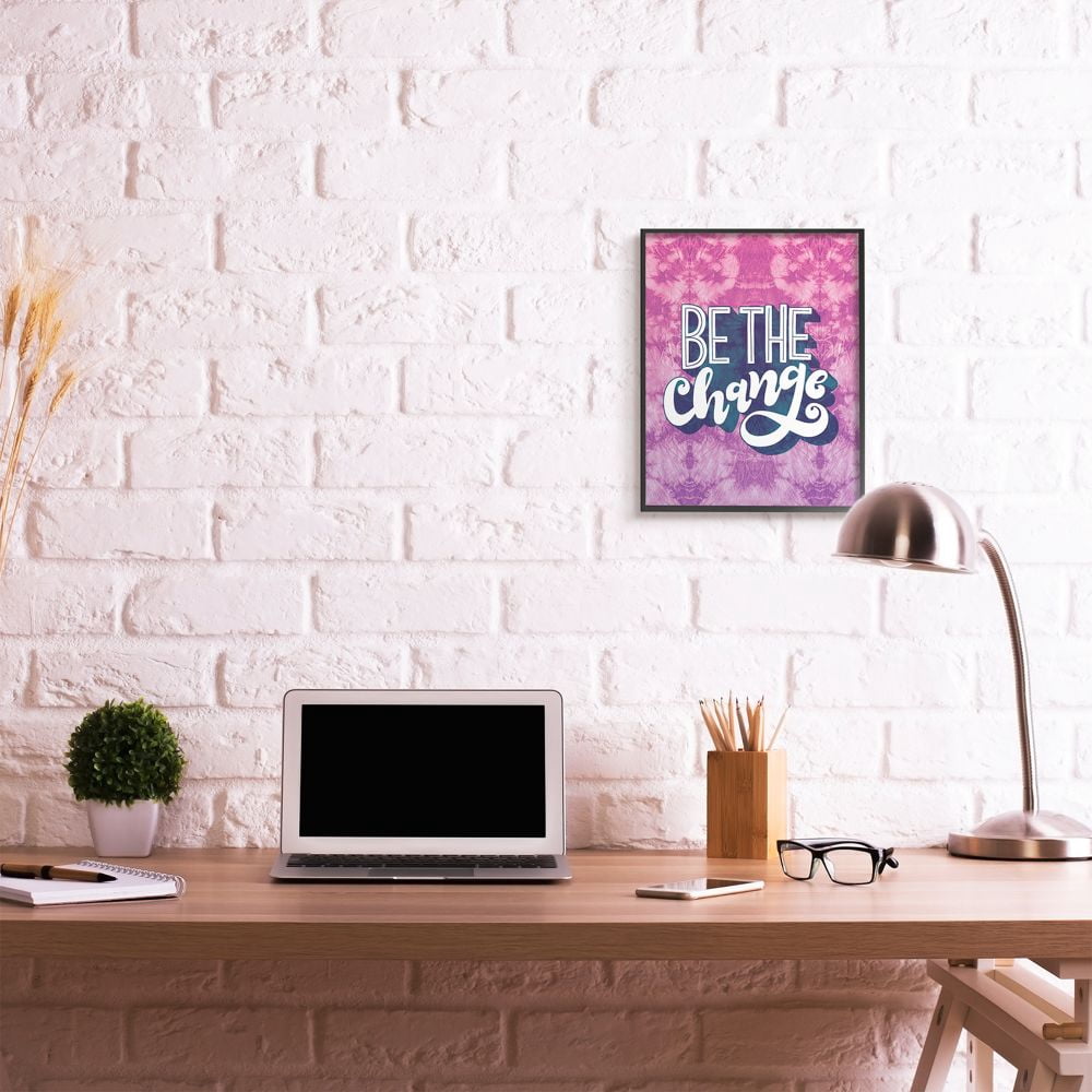 Stupell Industries Be the Change Quote over Purple Tie Dye Designed by Loni Harris
